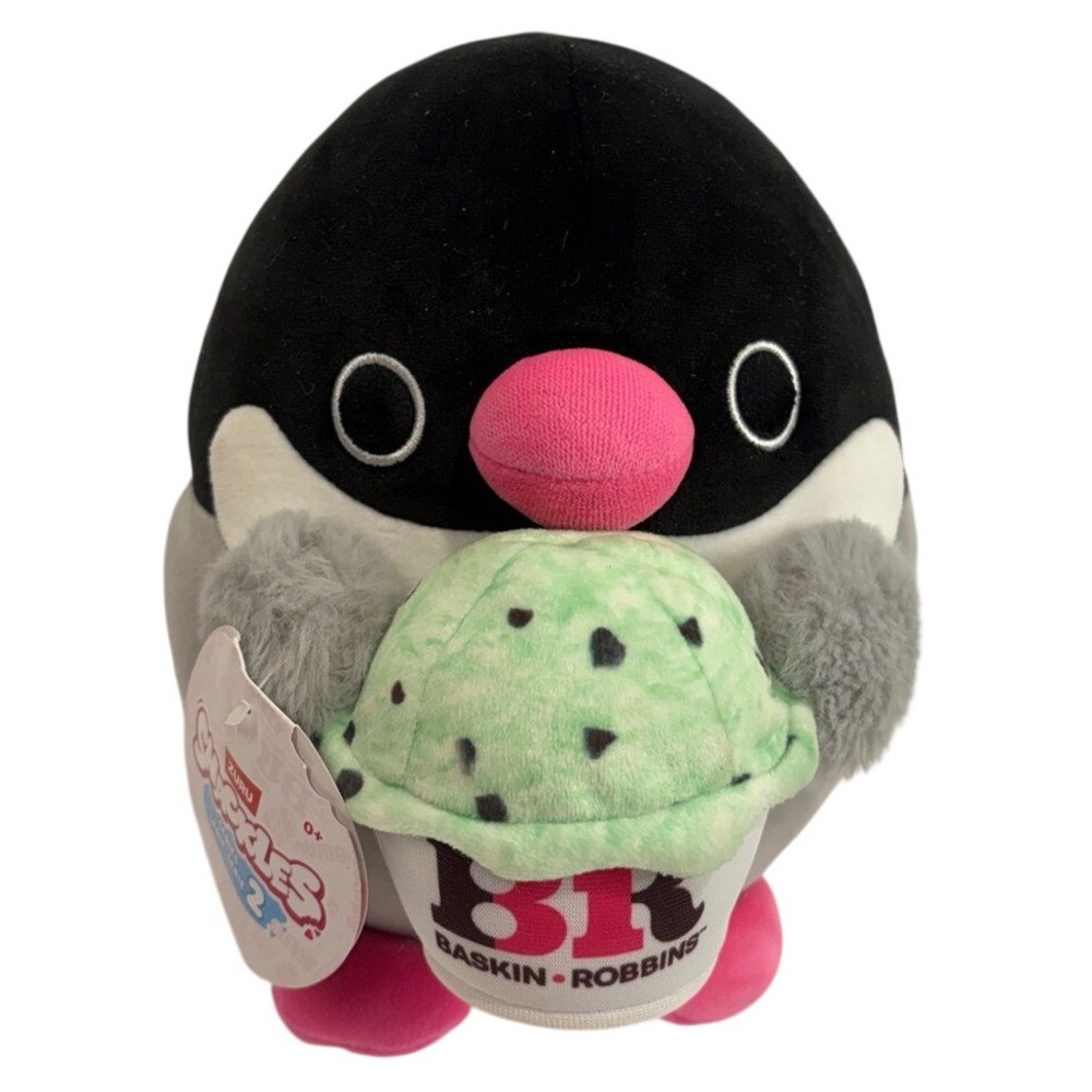 Zuru Snackles Series 2 Penguin Baskin Robbins Mint Chip Ice Cream Plush 5.5 inch